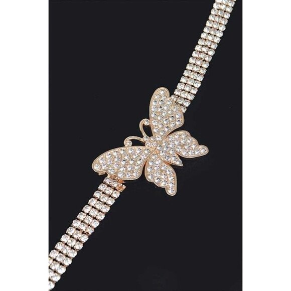 Rhinestone Butterfly Gold Chain Belt